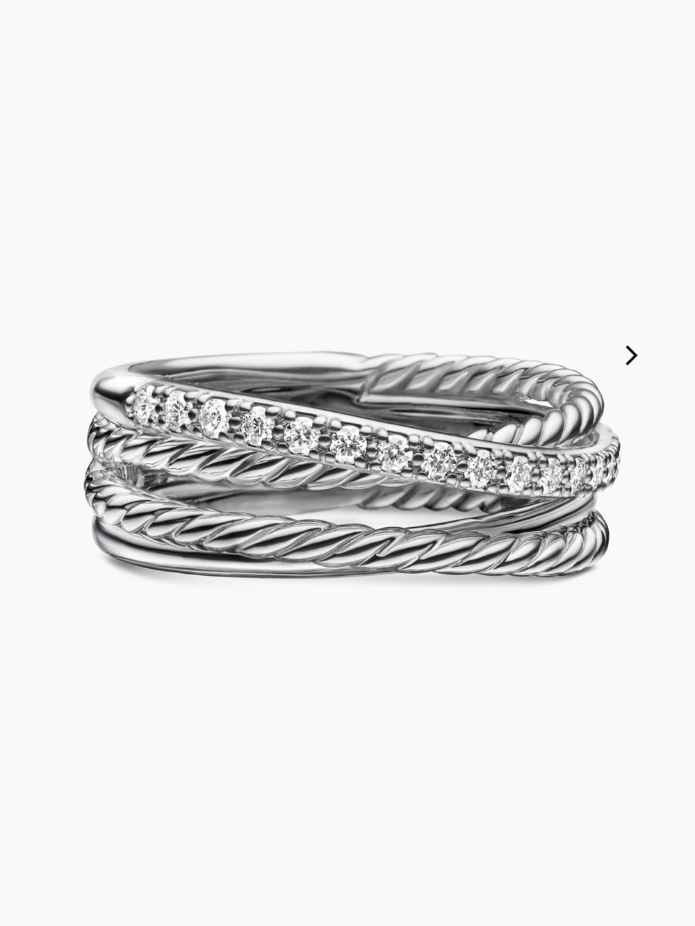 Authentic David Yurman Crossover Band Ring sterling silver with diamonds